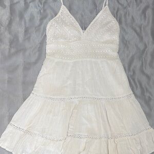 American Eagle Outfitters white Crochet-Trim Sundress